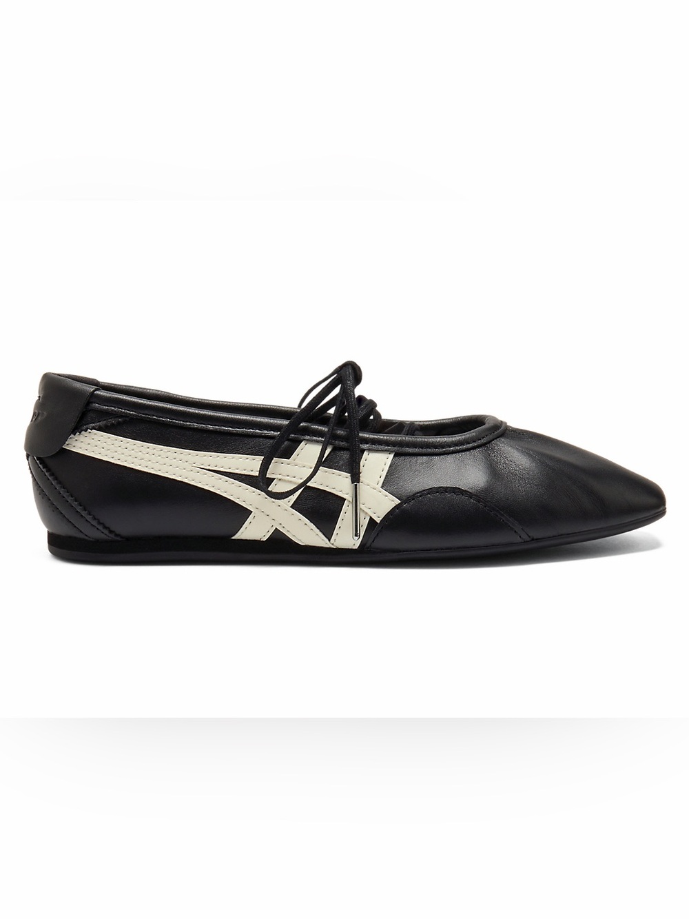 Onitsuka Tiger ASICS Black & Cream Leather Gymnarina Sneaker New Size 28